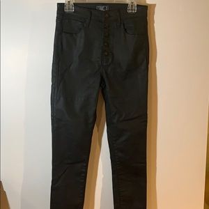 Coated high rise ankle jeans